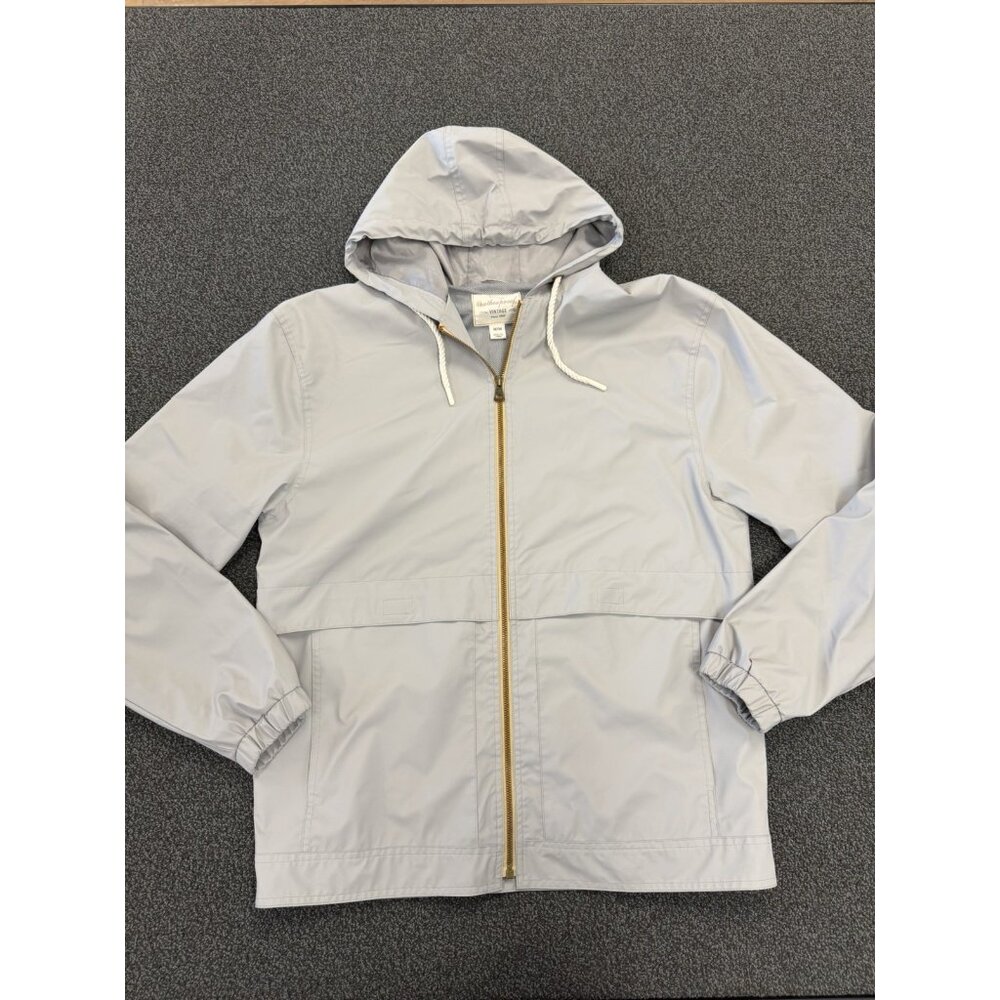 Weatherproof Vintage Gray Hooded Windbreaker Jacket Mens Medium Full Zip
